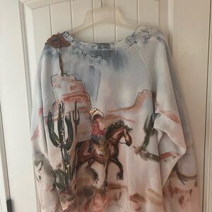 One of a Kind Hand Painted Portrait Western/CowboyDesert Scene Sweatshirt Jacket